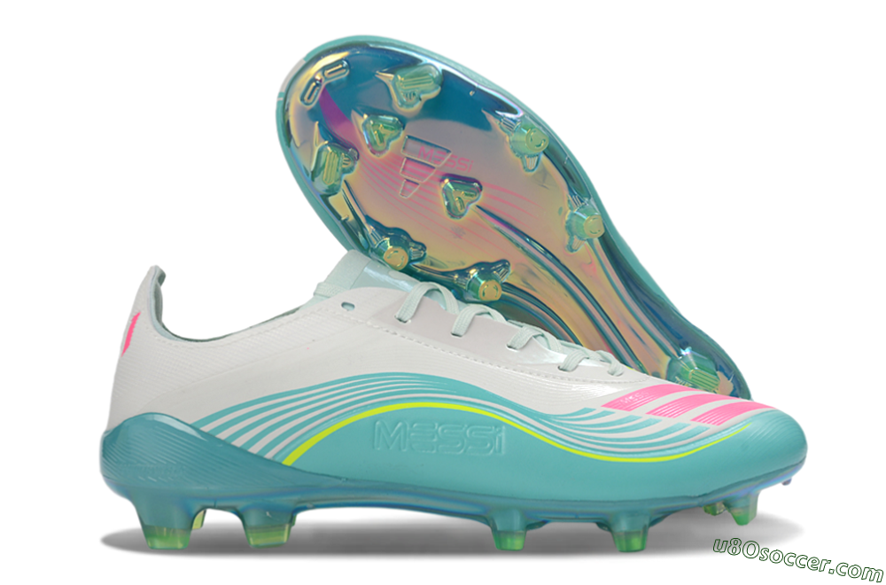 Messi x Adidas F50 Elite FG Firm Ground Soccer Cleats - Aqua/Coral Splash/Mint Breeze 1