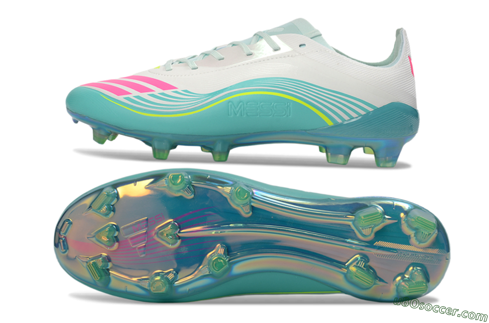 Messi x Adidas F50 Elite FG Firm Ground Soccer Cleats - Aqua/Coral Splash/Mint Breeze 0