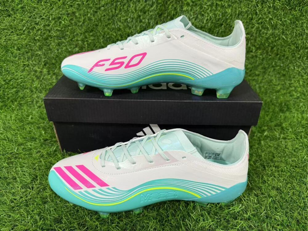 Messi x Adidas F50 Elite FG Firm Ground Soccer Cleats - Aqua/Coral Splash/Mint Breeze
