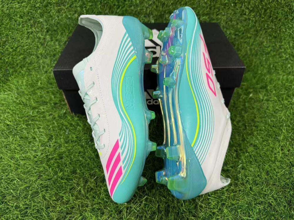 Messi x Adidas F50 Elite FG Firm Ground Soccer Cleats - Aqua/Coral Splash/Mint Breeze