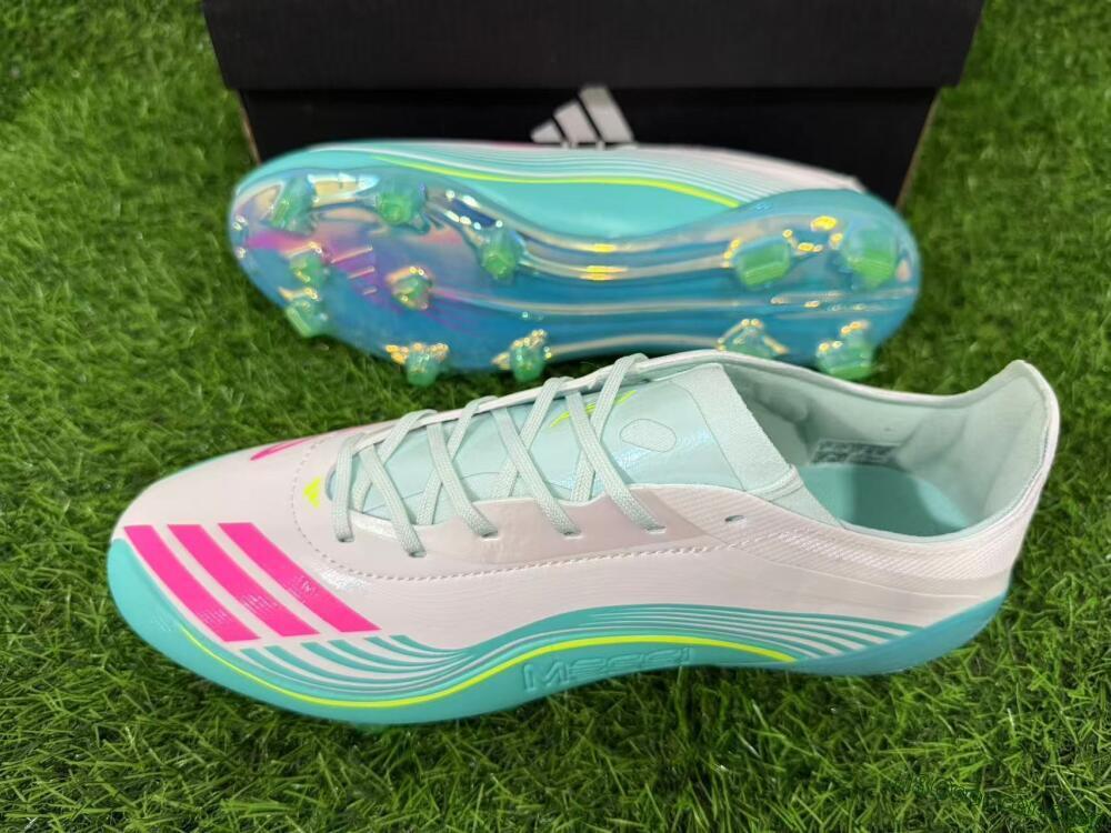 Messi x Adidas F50 Elite FG Firm Ground Soccer Cleats - Aqua/Coral Splash/Mint Breeze