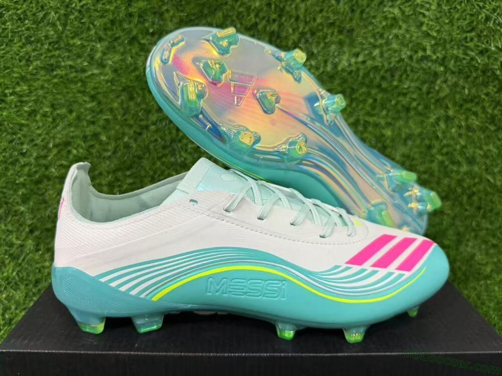 Messi x Adidas F50 Elite FG Firm Ground Soccer Cleats - Aqua/Coral Splash/Mint Breeze