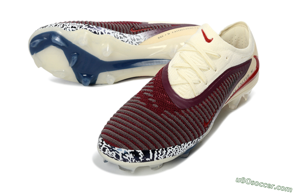 Nike Phantom 6 Elite Low FG Firm Ground Soccer Cleats - Red/Crimson Glow/Chalk White 3