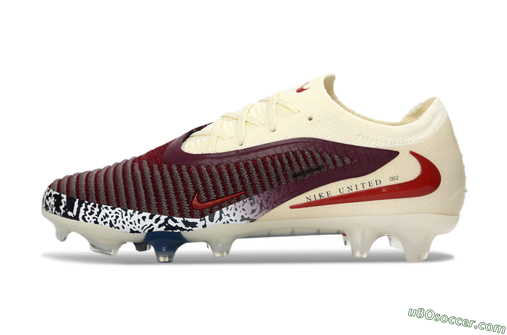 Nike Phantom 6 Elite Low FG Firm Ground Soccer Cleats - Red/Crimson Glow/Chalk White 2