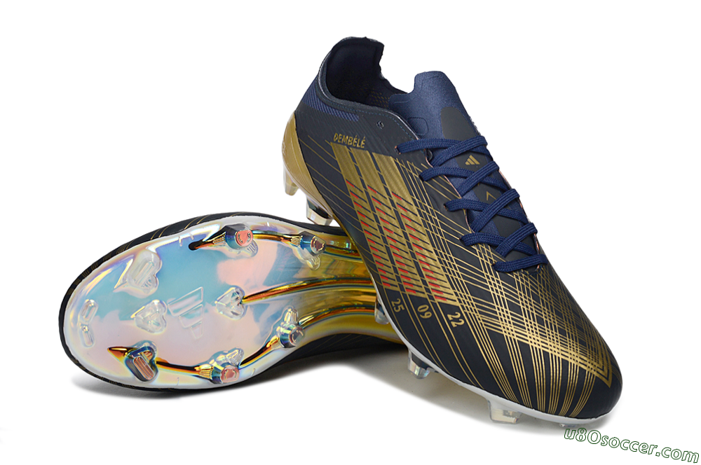 Adidas F50 Elite FG Firm Ground Soccer Cleats - Navy/Metallic Gold/Rainbow Reflective 4