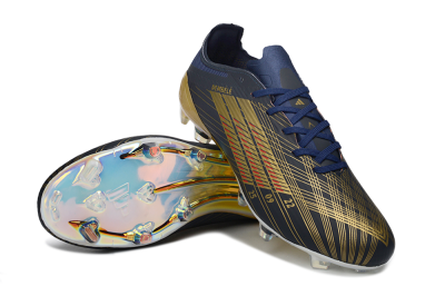 Adidas F50 Elite FG Firm Ground Soccer Cleats - Navy/Metallic Gold/Rainbow Reflective