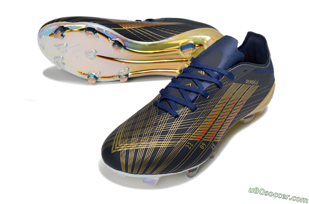 Adidas F50 Elite FG Firm Ground Soccer Cleats - Navy/Metallic Gold/Rainbow Reflective 3