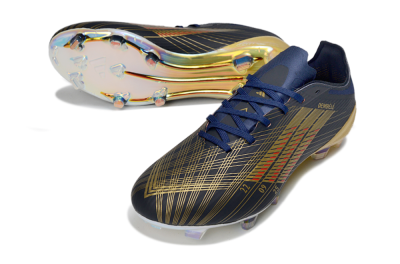 Adidas F50 Elite FG Firm Ground Soccer Cleats - Navy/Metallic Gold/Rainbow Reflective