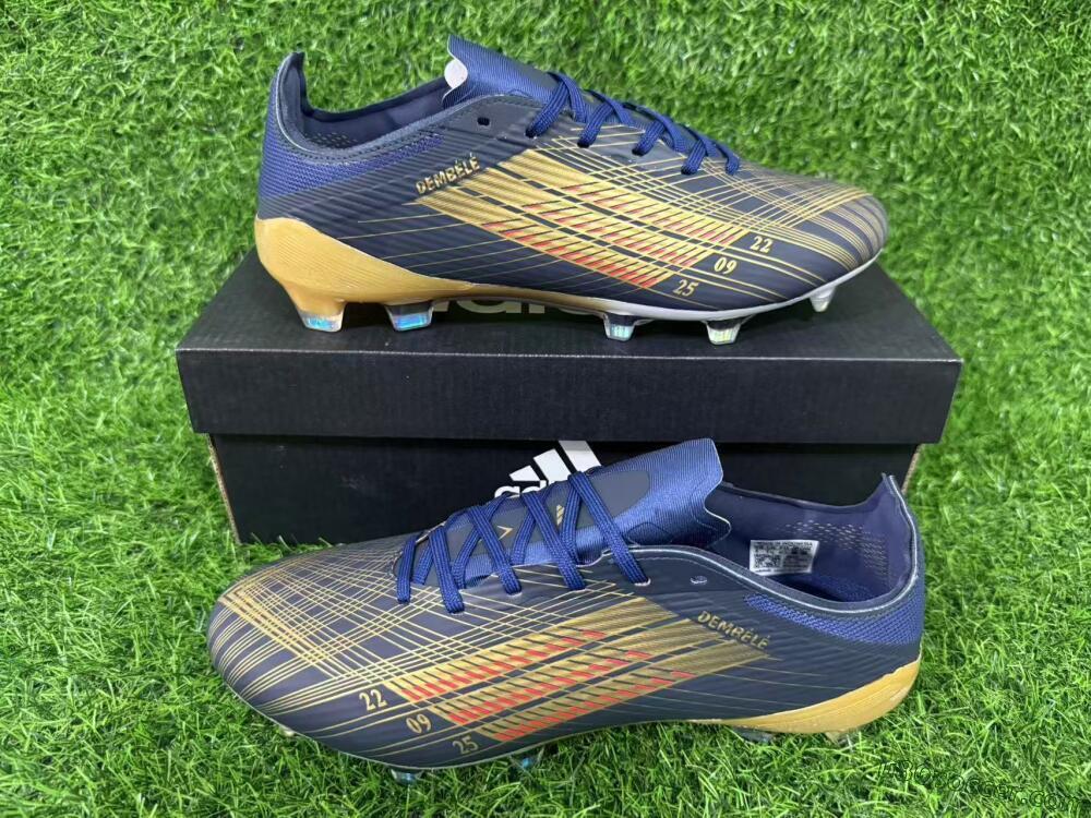 Adidas F50 Elite FG Firm Ground Soccer Cleats - Navy/Metallic Gold/Rainbow Reflective