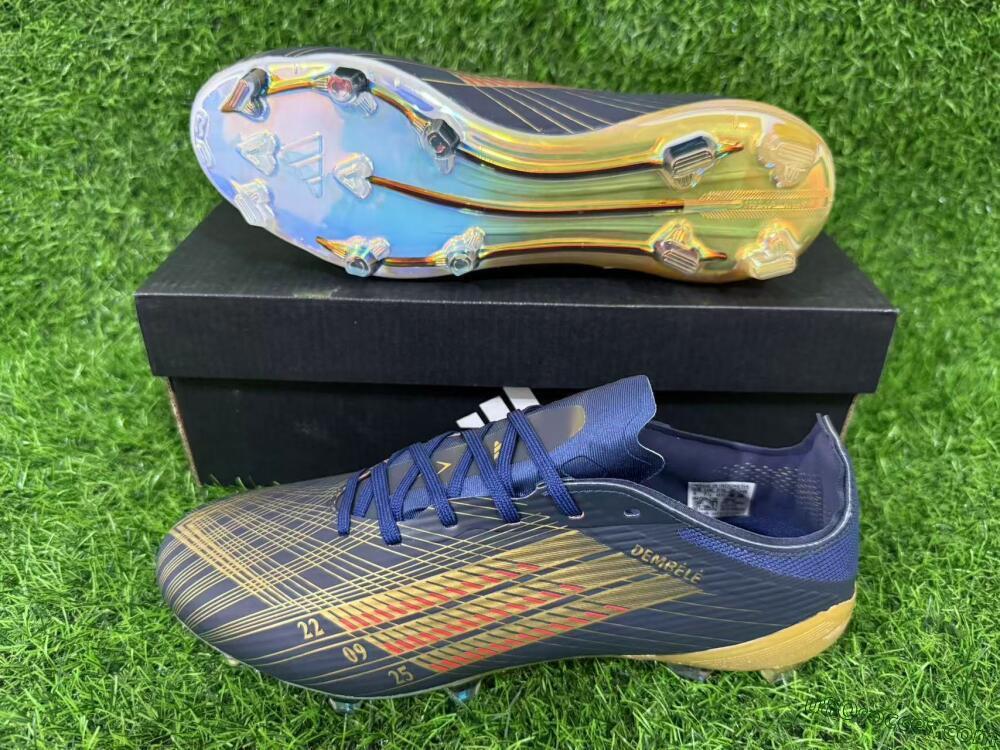 Adidas F50 Elite FG Firm Ground Soccer Cleats - Navy/Metallic Gold/Rainbow Reflective