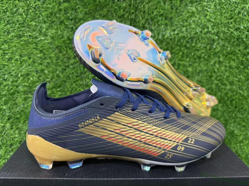 Adidas F50 Elite FG Firm Ground Soccer Cleats - Navy/Metallic Gold/Rainbow Reflective