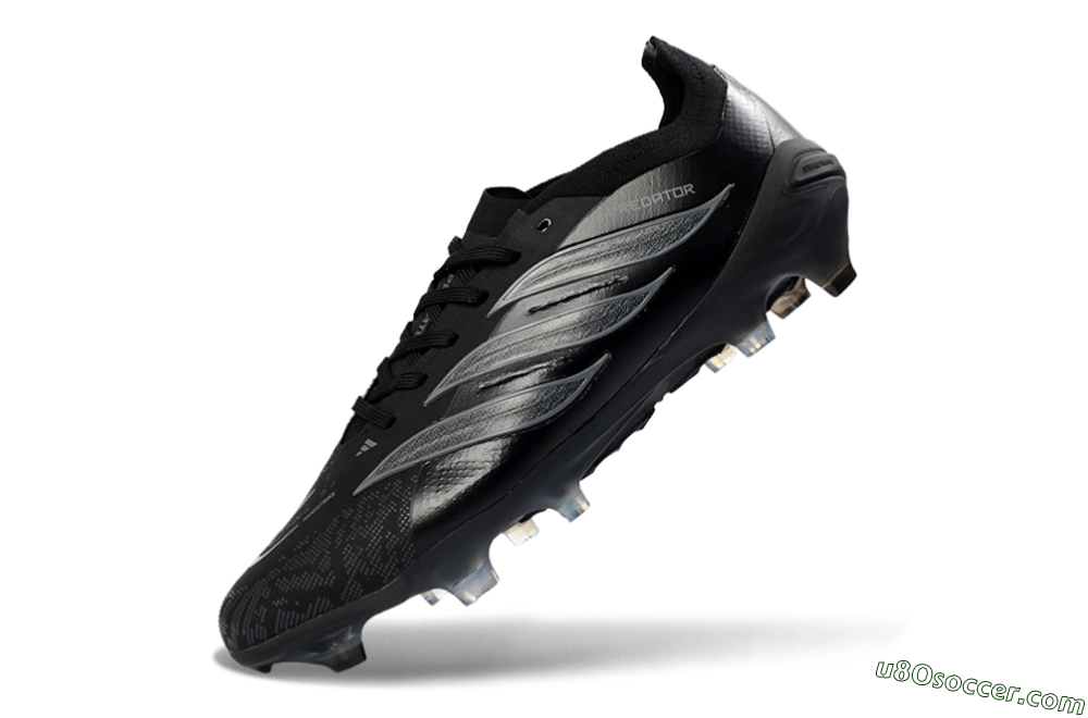 Adidas Predator 26 Elite FG Firm Ground Soccer Cleats - Black/Charcoal Gray/Frosted Silver 6