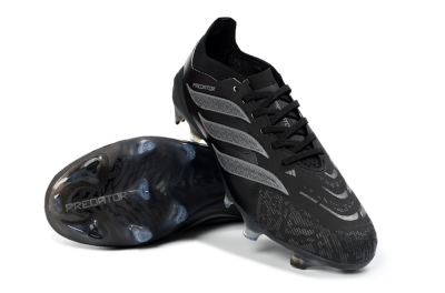 Adidas Predator 26 Elite FG Firm Ground Soccer Cleats - Black/Charcoal Gray/Frosted Silver