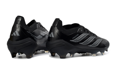 Adidas Predator 26 Elite FG Firm Ground Soccer Cleats - Black/Charcoal Gray/Frosted Silver