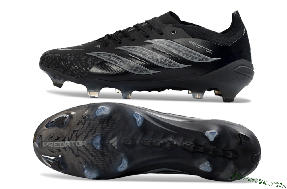 Adidas Predator 26 Elite FG Firm Ground Soccer Cleats - Black/Charcoal Gray/Frosted Silver 0