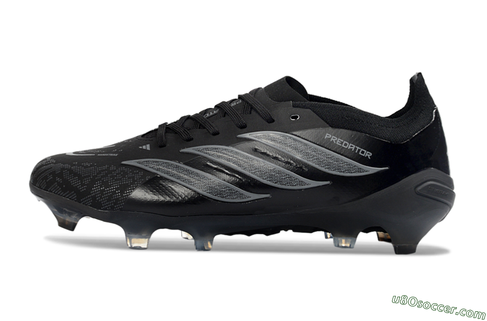 Adidas Predator 26 Elite FG Firm Ground Soccer Cleats - Black/Charcoal Gray/Frosted Silver 2