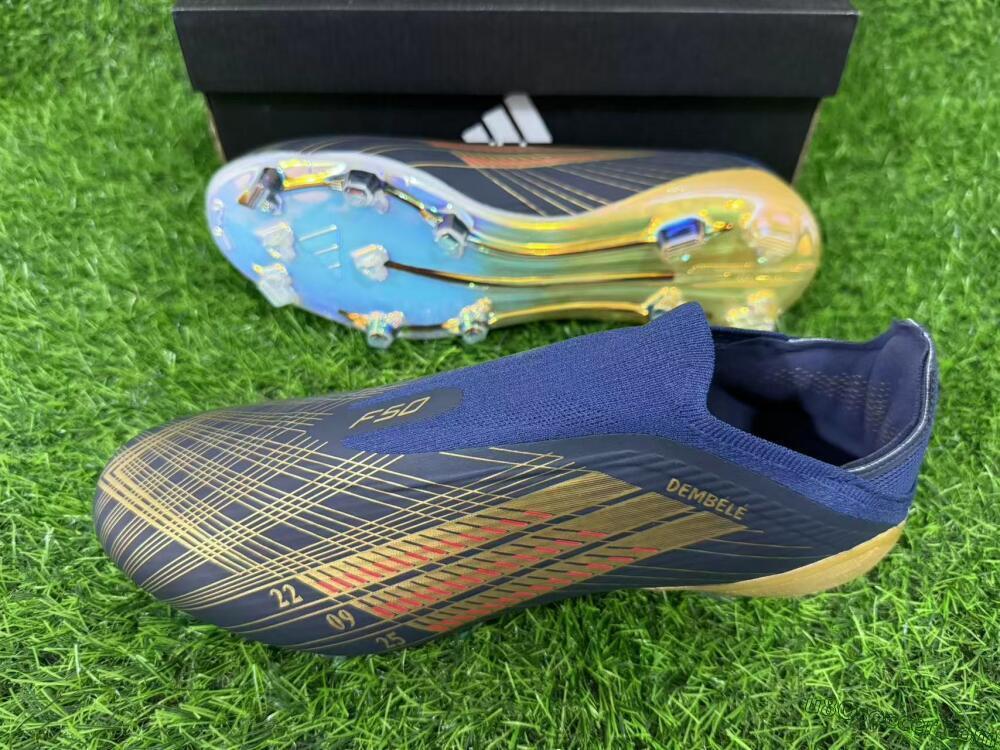 Adidas F50 Elite Laceless FG Firm Ground Soccer Cleats - Navy/Gold/Red
