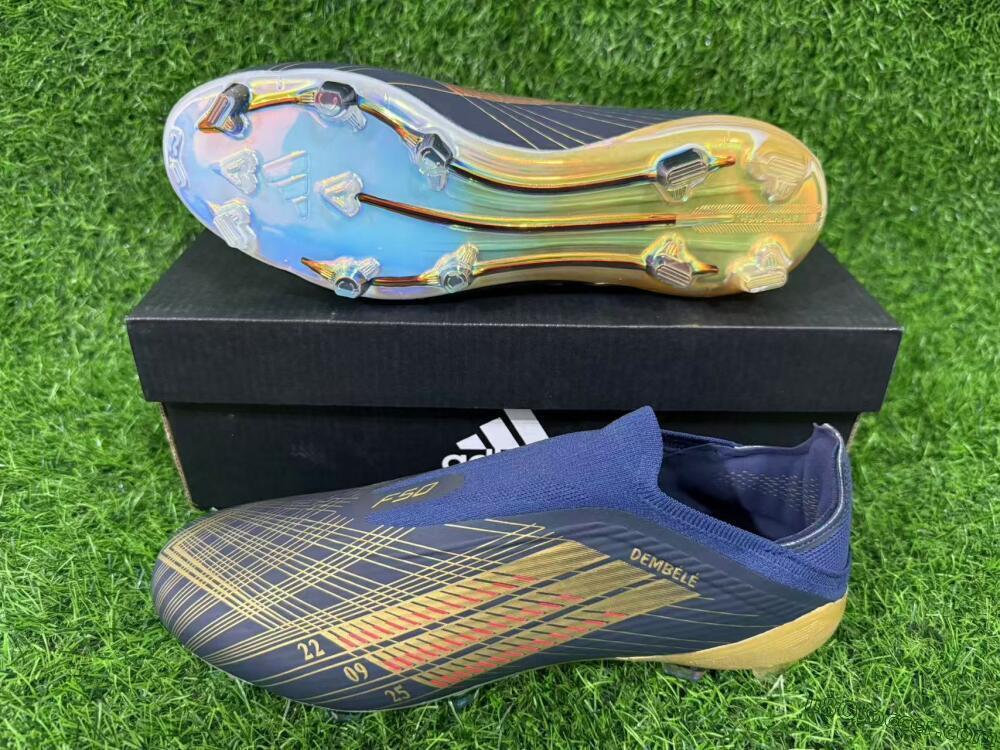 Adidas F50 Elite Laceless FG Firm Ground Soccer Cleats - Navy/Gold/Red
