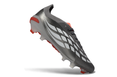Adidas Predator 26 Elite FG Firm Ground Soccer Cleats - Gray/Crimson Red/Steel Silver