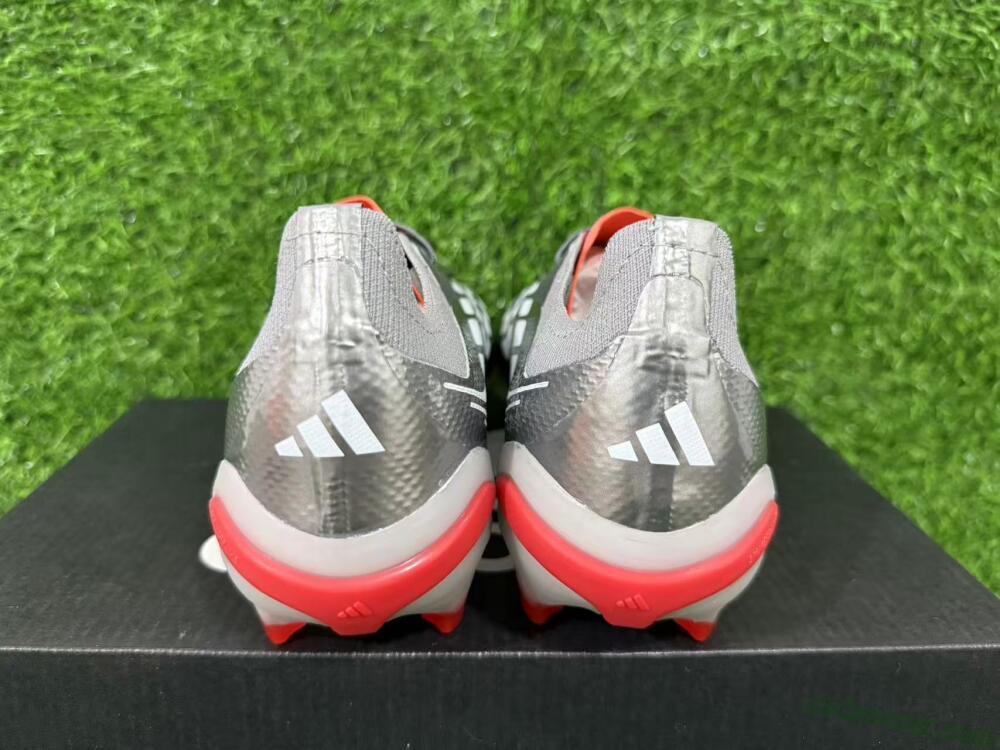 Adidas Predator 26 Elite FG Firm Ground Soccer Cleats - Gray/Crimson Red/Steel Silver