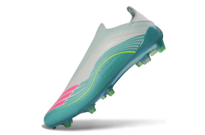 Messi x Adidas F50 Elite Laceless FG Firm Ground Soccer Cleats - Teal/Electric Green/Fuchsia Pink