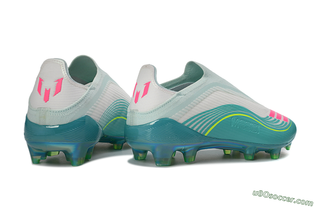 Messi x Adidas F50 Elite Laceless FG Firm Ground Soccer Cleats - Teal/Electric Green/Fuchsia Pink 7
