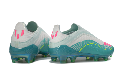 Messi x Adidas F50 Elite Laceless FG Firm Ground Soccer Cleats - Teal/Electric Green/Fuchsia Pink