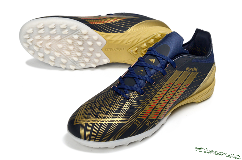 Adidas F50 Pro TF Artificial Turf Soccer Shoes - Navy/Gold/Red 3