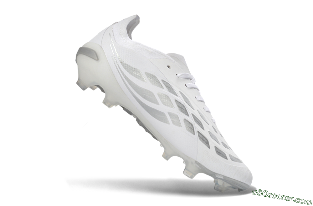 Adidas Predator 26 Elite FG Firm Ground Soccer Cleats - White/Silver Grey/Minimalist White 5