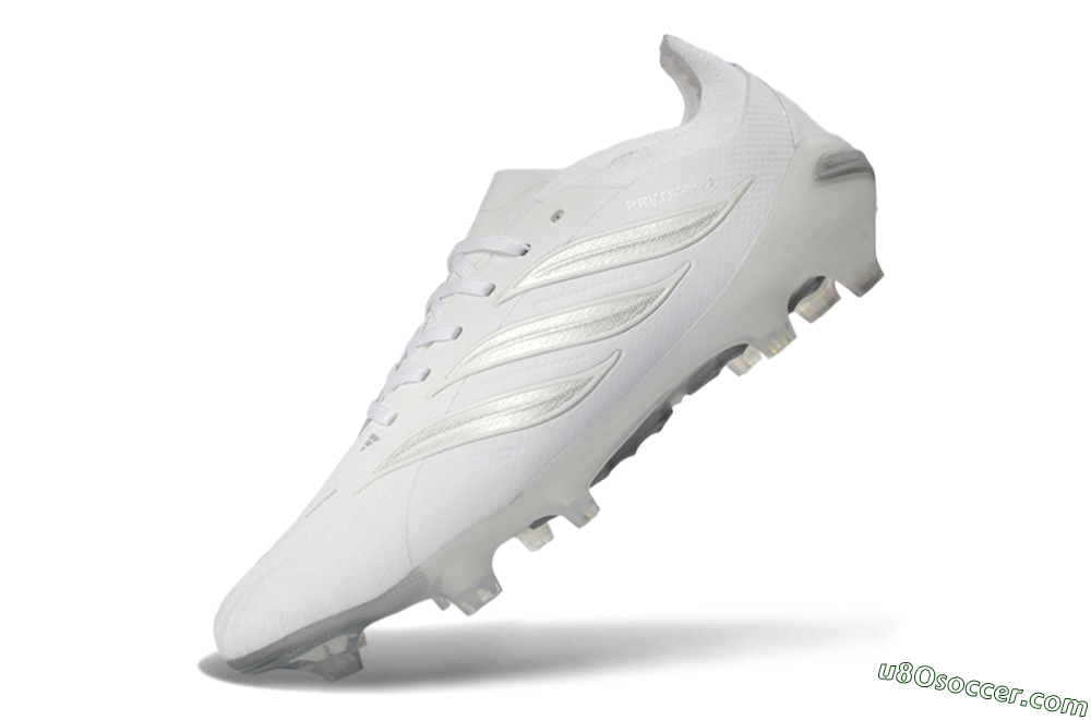 Adidas Predator 26 Elite FG Firm Ground Soccer Cleats - White/Silver Grey/Minimalist White 6