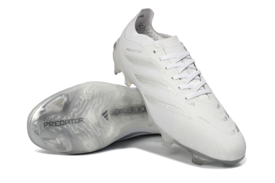 Adidas Predator 26 Elite FG Firm Ground Soccer Cleats - White/Silver Grey/Minimalist White