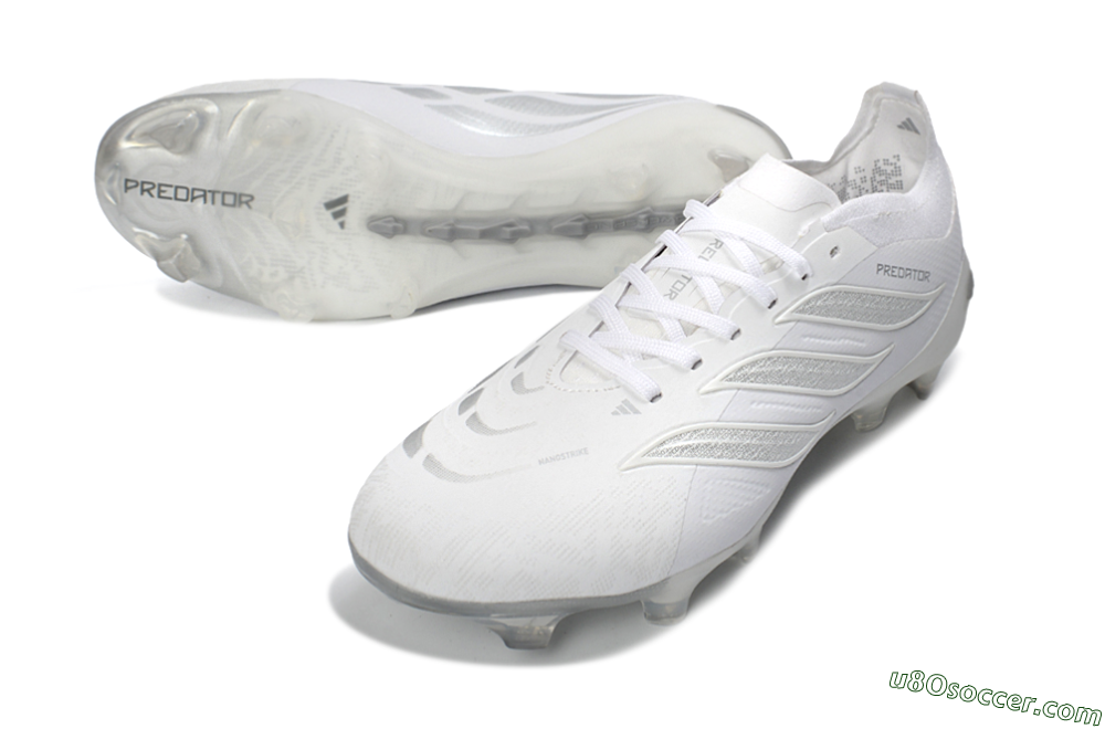 Adidas Predator 26 Elite FG Firm Ground Soccer Cleats - White/Silver Grey/Minimalist White 3