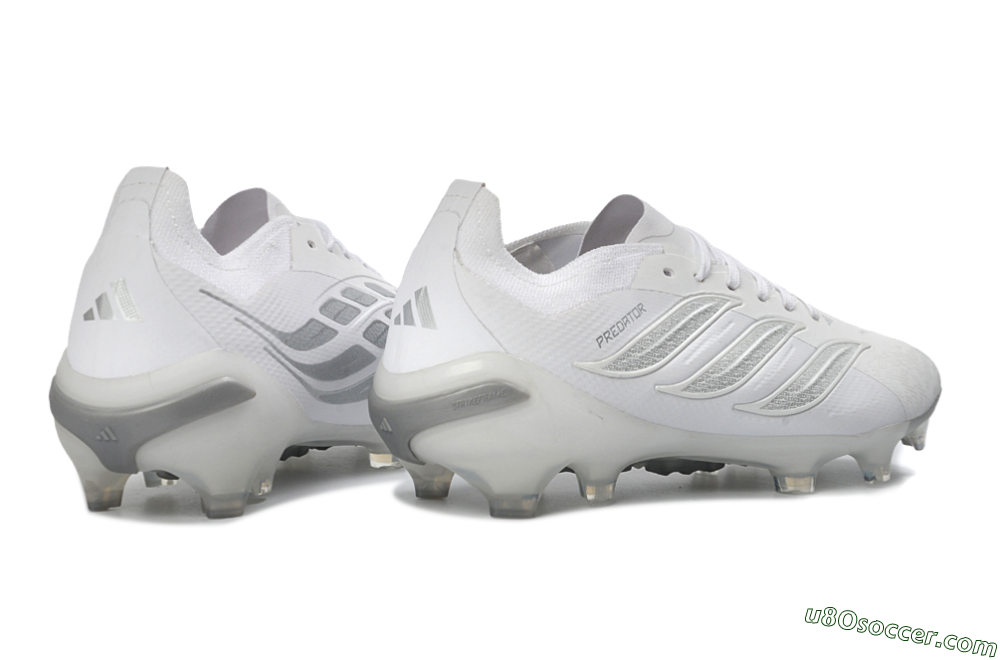 Adidas Predator 26 Elite FG Firm Ground Soccer Cleats - White/Silver Grey/Minimalist White 7