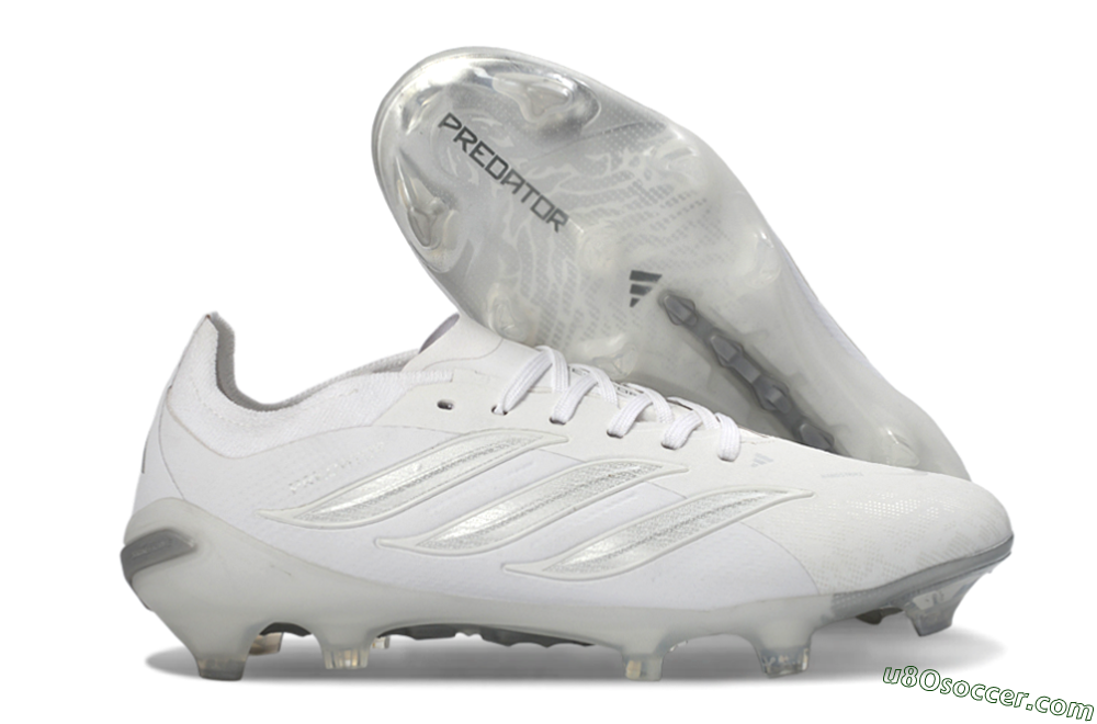 Adidas Predator 26 Elite FG Firm Ground Soccer Cleats - White/Silver Grey/Minimalist White 1