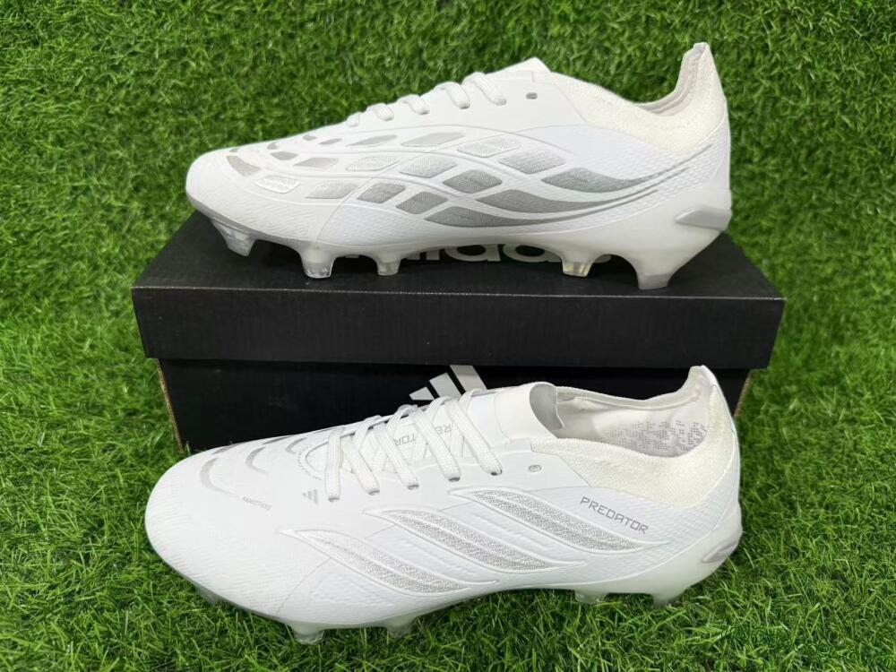 Adidas Predator 26 Elite FG Firm Ground Soccer Cleats - White/Silver Grey/Minimalist White