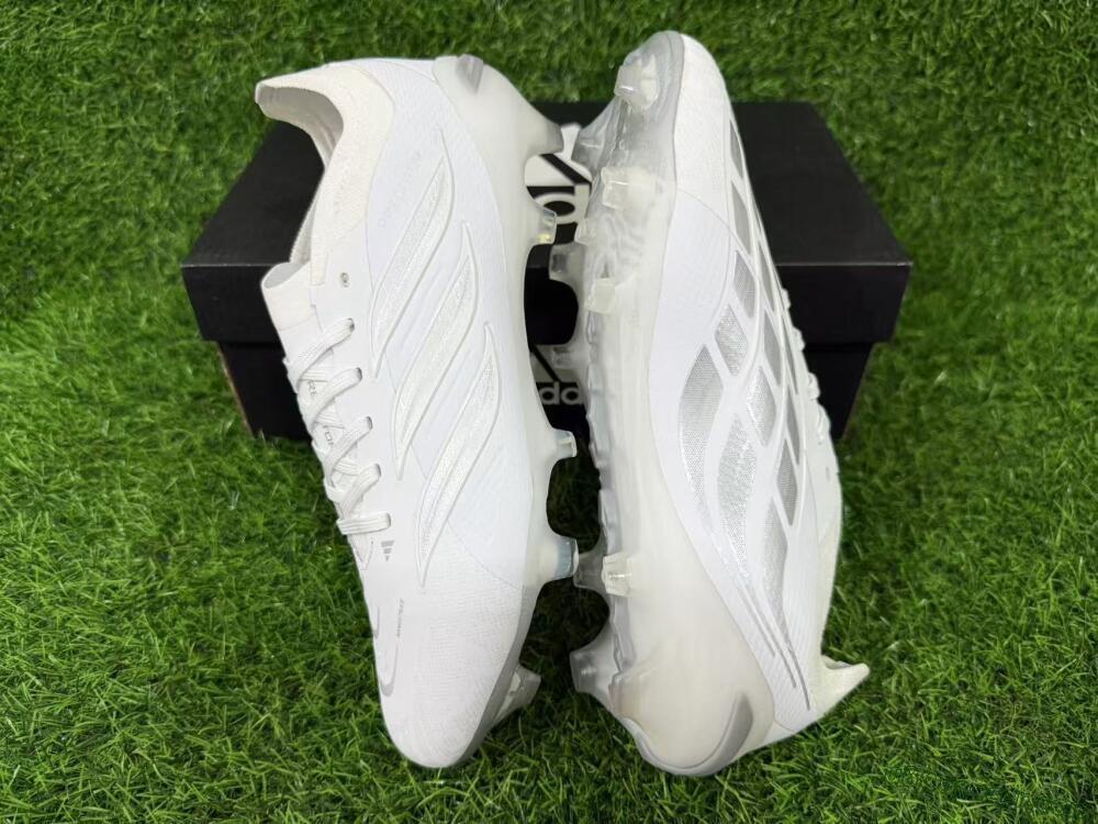 Adidas Predator 26 Elite FG Firm Ground Soccer Cleats - White/Silver Grey/Minimalist White