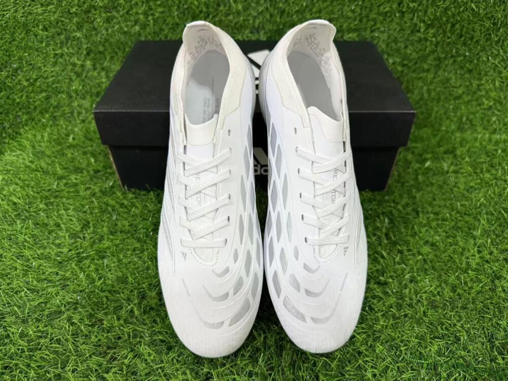 Adidas Predator 26 Elite FG Firm Ground Soccer Cleats - White/Silver Grey/Minimalist White