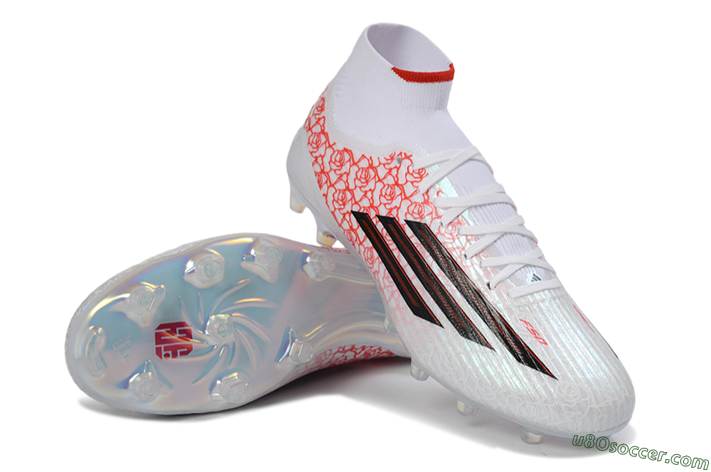 Adidas F50 Elite Mid AG Artificial Grass Soccer Cleats - White/Crimson Rose/Black Spark 3