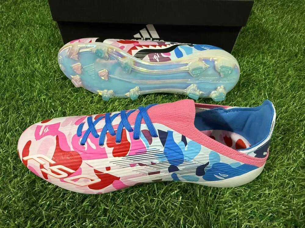 Adidas F50 Elite FG Firm Ground Soccer Cleats - Pink/Sky Blue/Crimson Red