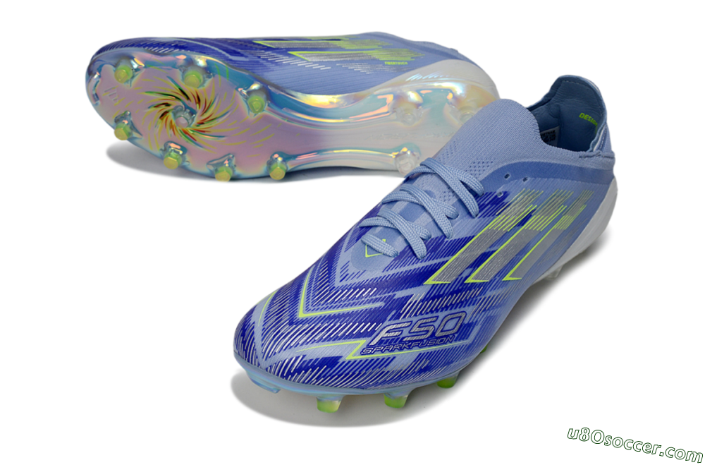 Adidas F50 Elite AG Artificial Grass Soccer Cleats - Blue/Electric Blue/Lime Green 3