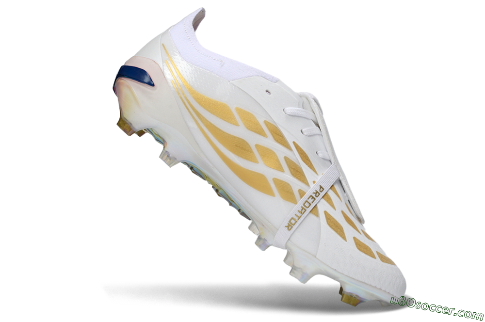 Adidas Predator 26 Elite Fold-Over Tongue FG Firm Ground Soccer Cleats - White/Gold Accent/Reflective Hues 4