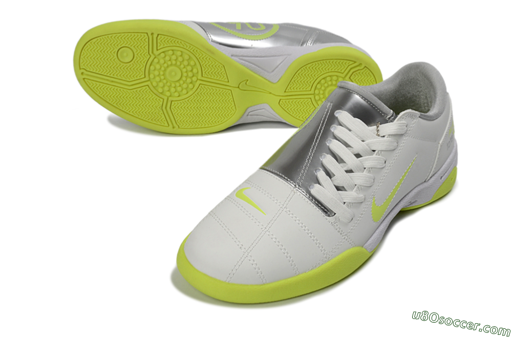 Nike Total 90 III IC Indoor & Futsal Soccer Shoes - White/Lime Green/Metallic Silver 2