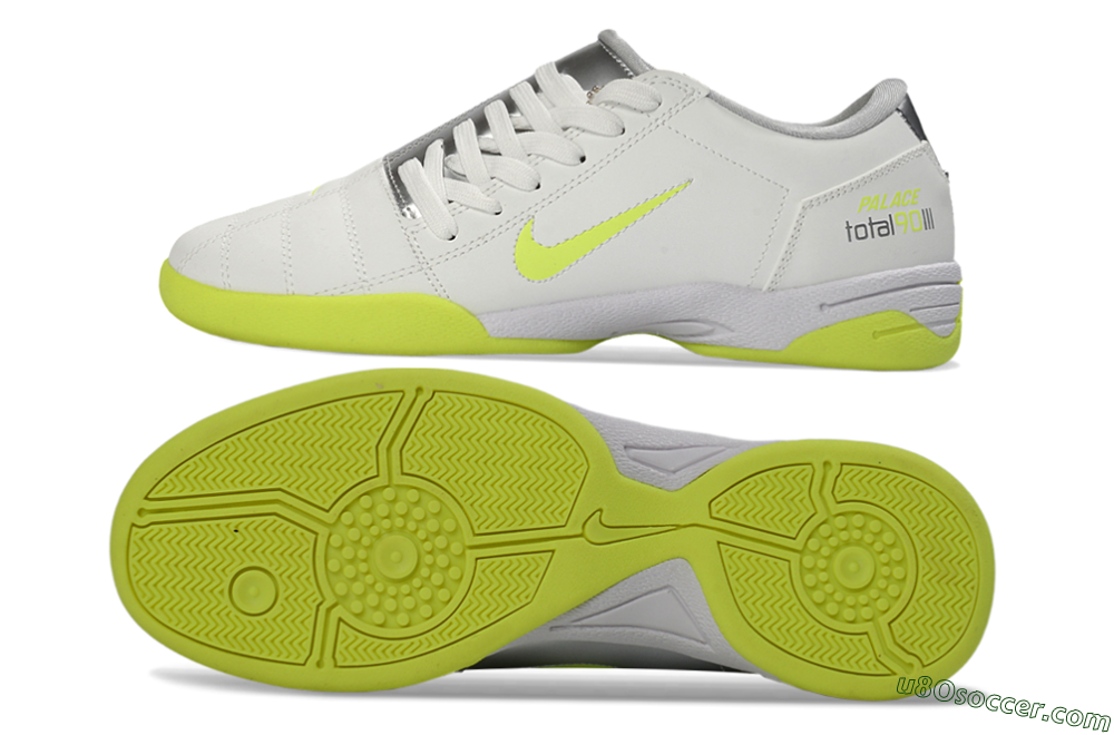 Nike Total 90 III IC Indoor & Futsal Soccer Shoes - White/Lime Green/Metallic Silver 0