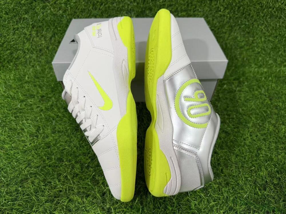 Nike Total 90 III IC Indoor & Futsal Soccer Shoes - White/Lime Green/Metallic Silver