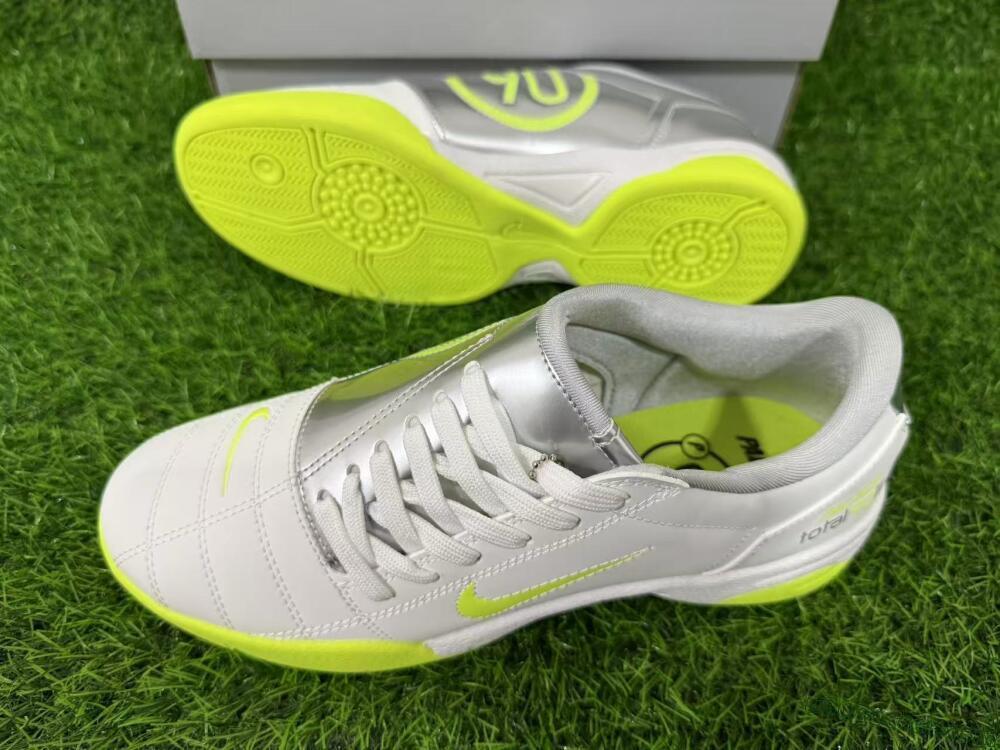 Nike Total 90 III IC Indoor & Futsal Soccer Shoes - White/Lime Green/Metallic Silver