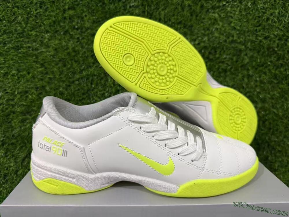 Nike Total 90 III IC Indoor & Futsal Soccer Shoes - White/Lime Green/Metallic Silver