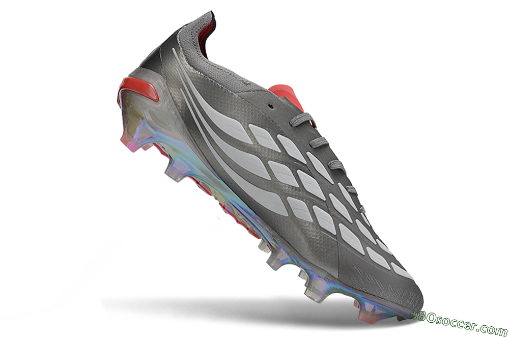 Adidas Predator 26 Elite FG Firm Ground Soccer Cleats - Gray/Crimson Red/Metallic Silver 4
