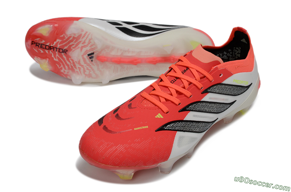 Adidas Predator 26 Elite FG Firm Ground Soccer Cleats - Red/Vibrant Coral/White Fusion 3