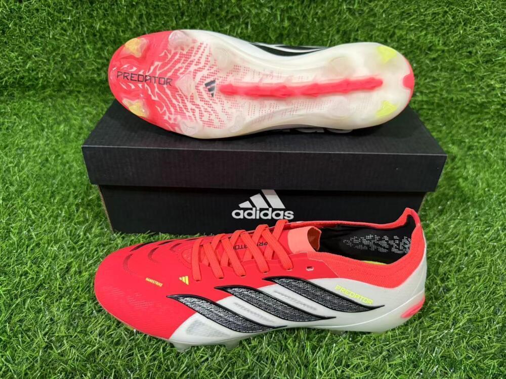 Adidas Predator 26 Elite FG Firm Ground Soccer Cleats - Red/Vibrant Coral/White Fusion
