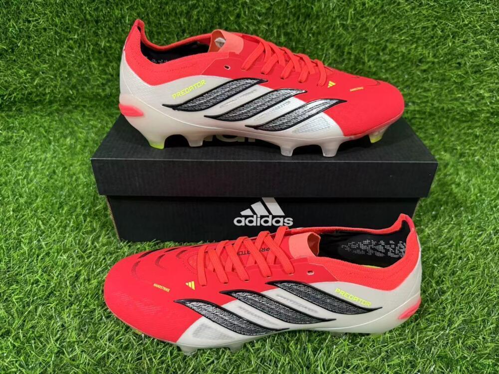 Adidas Predator 26 Elite FG Firm Ground Soccer Cleats - Red/Vibrant Coral/White Fusion